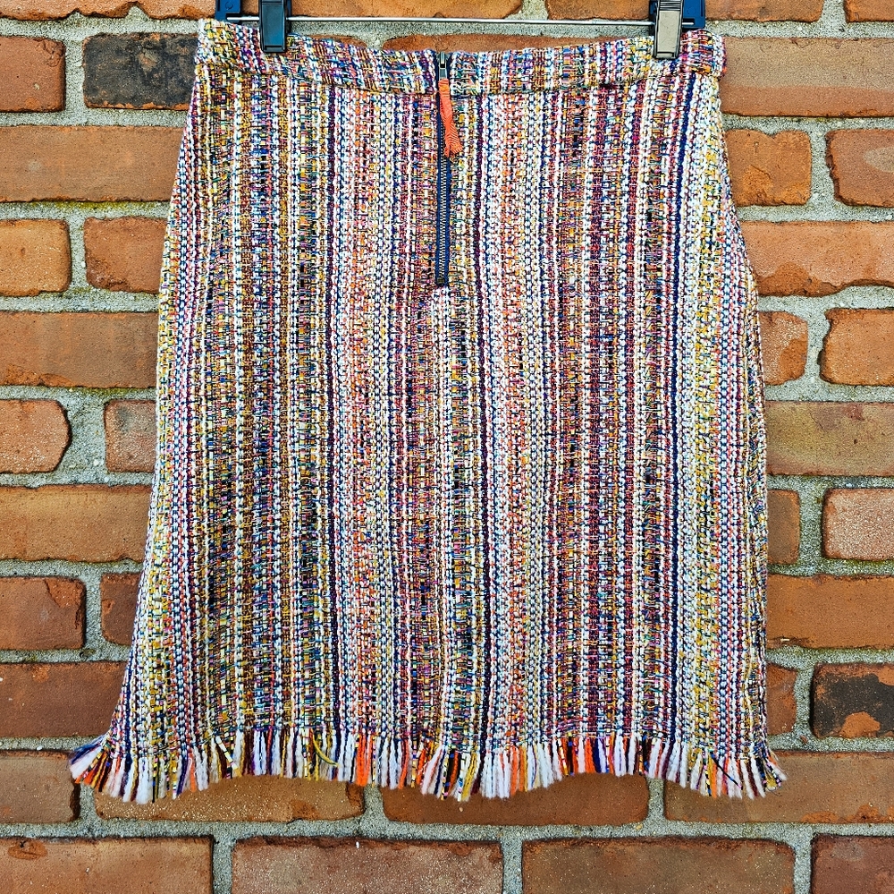 Chelsea & Theodore Tweed Fringe Pencil Skirt – Size 6 - Picture 3 of 15